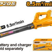 INGCO 20V Cordless Garden Blower CABLI20323 - Lightweight Power Tool for Leaf Blowing & Yard Clean Up