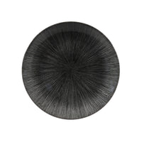 Churchill Studio Prints Agano Black Coupe Plate - 26cm - UK Made - Linear Radial Design Dinnerware