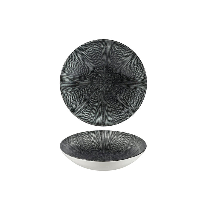 CHURCHILL Studio Prints Agano Black Coupe Bowl 18.2cm - Stylish Black & White Design Dinnerware | Chavda.com