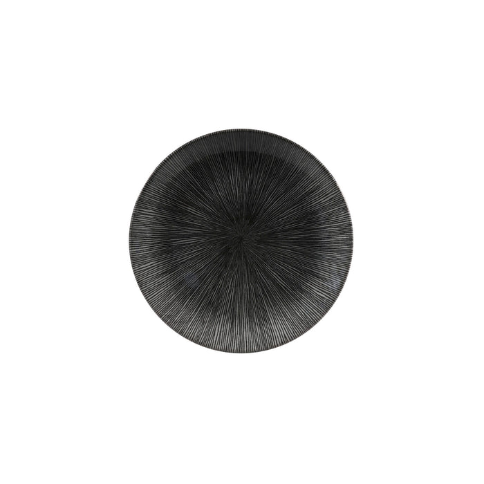 Churchill Studio Prints Agano Black Plate - 16.5cm - Round Decorative Plate for Fine Dining - Black Radial Design