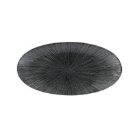 Churchill Studio Prints Agano Black Oval Plate - 29.9cm x 15cm - Stylish Black & Gray Tableware for Restaurants & Home Dining
