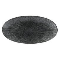 Churchill Studio Prints Agano Black Oval Plate - Modern Black & Gray Design Serving Dish - 34.7 x 17.3cm