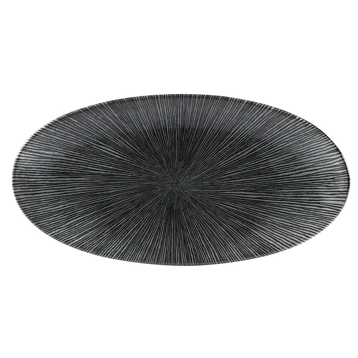 Churchill Studio Prints Agano Black Oval Plate - Modern Black & Gray Design Serving Dish - 34.7 x 17.3cm