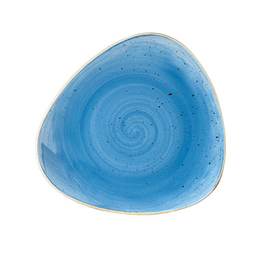 Churchill Stonecast Cornflower Blue Triangle Bowl 15.3cm - Decorative blue dish for serving food, appetizers, or side dishes.