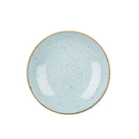 Churchill Stonecast Duck Egg Blue Coupe Bowl 18.2cm | Blue speckled ceramic bowl with golden brown rim.