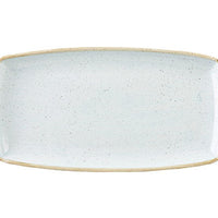 CHURCHILL STONECAST Duck Egg Blue Oblong Plate, 35x18.5cm. Hand-painted stoneware serving platter.