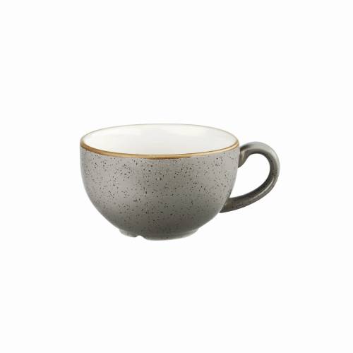 Churchill Stonecast Peppercorn Grey Cappuccino Cup Saucer - 15.6cm speckled grey design. Vitrified Stoneware Coffee Cup
