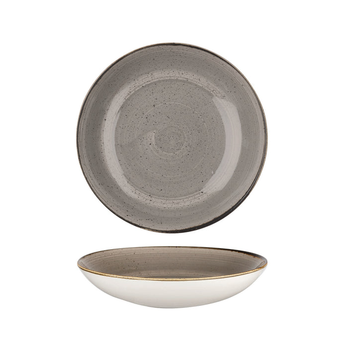 Churchill Stonecast Peppercorn Grey Coupe Bowl 31cm: Elegant grey restaurant tableware, durable chip-resistant bowl on white background