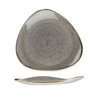 Churchill Stonecast Peppercorn Grey Triangle Plate 26.5cm | Stoneware Dinnerware | Restaurant Supply