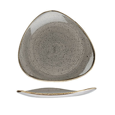 Churchill Stonecast Peppercorn Grey Triangle Plate 26.5cm | Stoneware Dinnerware | Restaurant Supply