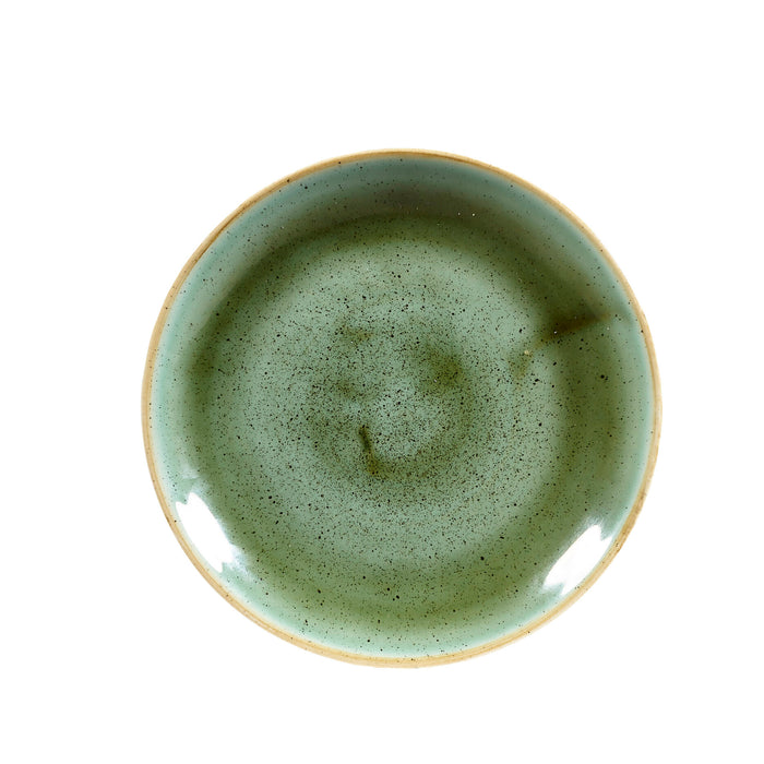 Churchill Stonecast Samphire Green Coupe Plate 16.5cm. Decorative green ceramic plate for dining, restaurant, or catering.