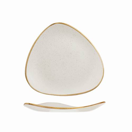 Churchill Stonecast Barley White Triangle Plate - 22.9cm Ceramic Dinnerware Restaurantware - Fine Dining Plate