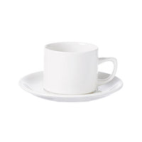 White tea cup and saucer set. Churchill White Holloware Maple Tea Cup, 20cl. Buy from Chavda.com