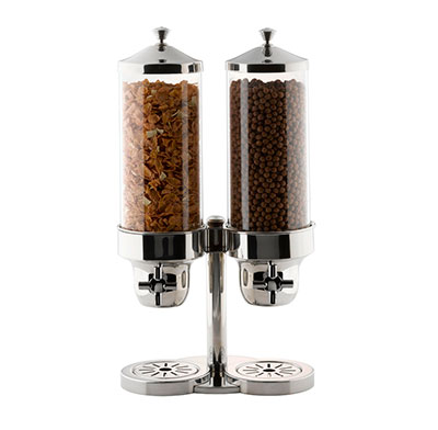 TIGER Cereal Dispenser Double S/Steel - Polycarbonate Cylinder 215Mm X 310Mm X 595Mm 7.4Lt - CDD0074