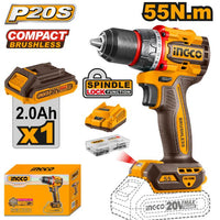 INGCO 20V DRILL 55NM B/LESS KIT - CDLI205582
