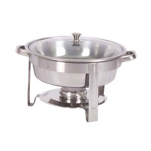 GLOBAL Chafing Dish Round With Glass Lid - Polished 3.7Lt - CDS1004
