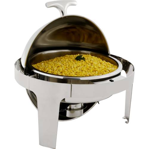 Stainless Steel Round Roll Top Chafing Dish - Food Warmer for Catering & Buffets