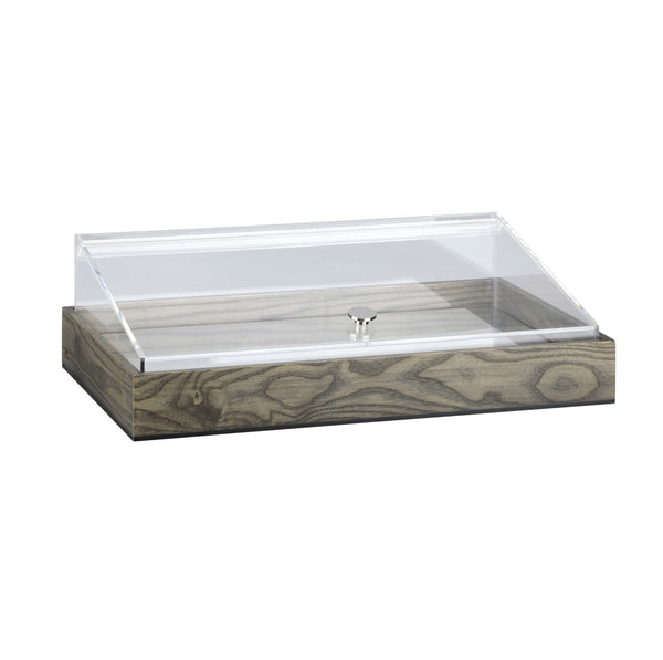 TIGER T-COLLECTION WOOD Cold Food Display GN 1/1 (530x325x165mm). Acrylic Cover, Wood Base. Restaurant Buffet Catering Equipment
