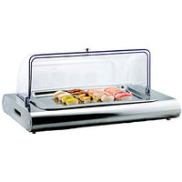 Sushi Cold Display Swatch | Stainless Steel Food Display with Polycarbonate Cover & Ice Packs | Chavda