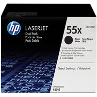 HP 55X Black Toner Cartridge Dual Pack-CE255XD