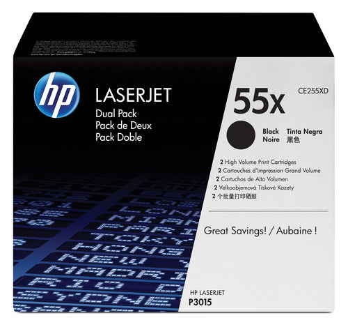 HP 55X Black Toner Cartridge Dual Pack-CE255XD
