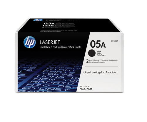 HP 05A Black Toner Cartridge Dual Pack-CE505D
