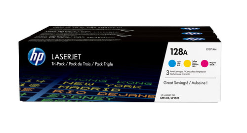 HP 128A Tri-Pack Toner Cartridges (CMY)-CF371AM