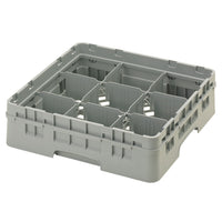 CAMBRO 9 Compartment Glassrack 50Cm X 50Cm Grey - 14.3Cm H - CGG0143