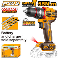 INGCO 20V Impact Drill Brushless 55Nm - Power Tool for Professionals