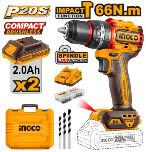 Ingco 20V Cordless Impact Drill Kit - CIDLI20668