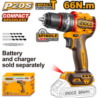 INGCO 20V Impact Drill Brushless - Powerful Power Tool 66Nm Torque