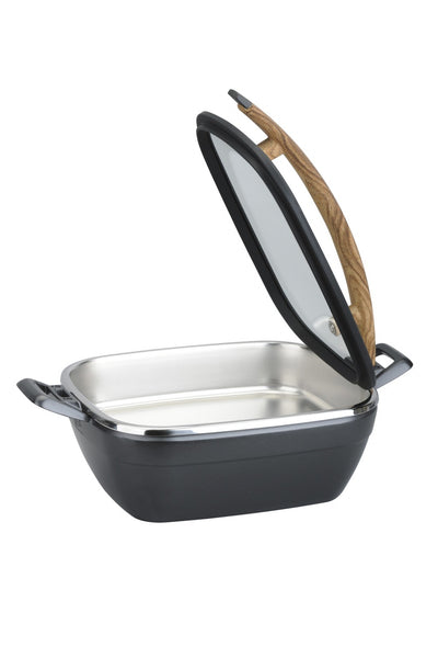 TIGER Artisan Square Casting Chafer With Wooden Handle L460Mm X W280Mm X H206Mm 4.5Lt - CIS4045