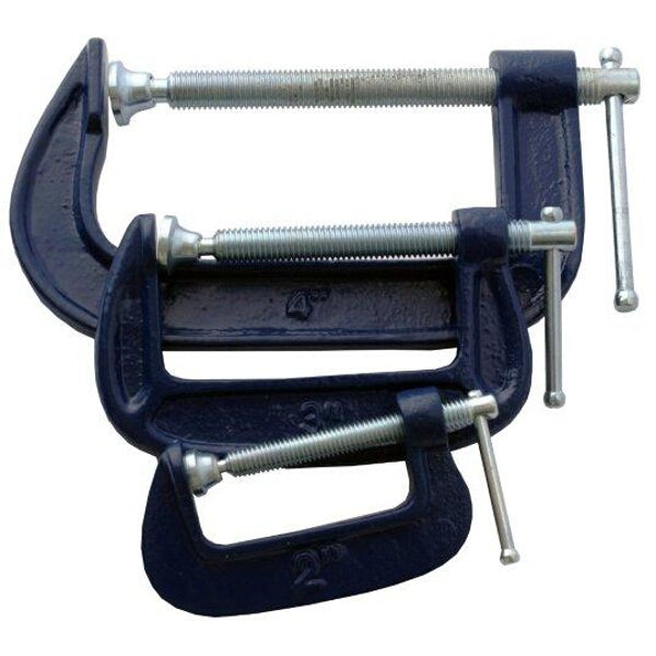 G Clamp 3 Piece Set: 2, 3 & 4 Inch. Heavy Duty Clamps for Woodworking, Metalworking & DIY Projects.