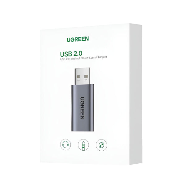 UGREEN USB Sound Adapter - 3.5mm Audio Jack External Sound Card for PC, Laptop, and PS5 - Silver