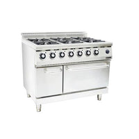 Anvil Gas Stove with Oven - 6 Burner Commercial Restaurant Range - COA3006 - Stainless Steel