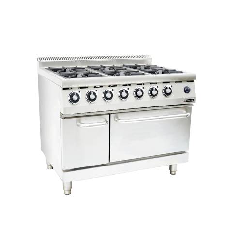 Anvil Gas Stove with Oven - 6 Burner Commercial Restaurant Range - COA3006 - Stainless Steel