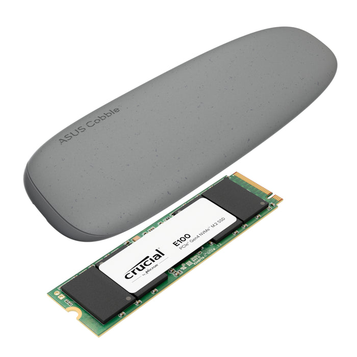 Asus Cobble M.2 SSD Type-C Enclosure and Crucial E100 480GB NVMe Bundle - Grey-COBBLE-480GB-BUNDLE-G