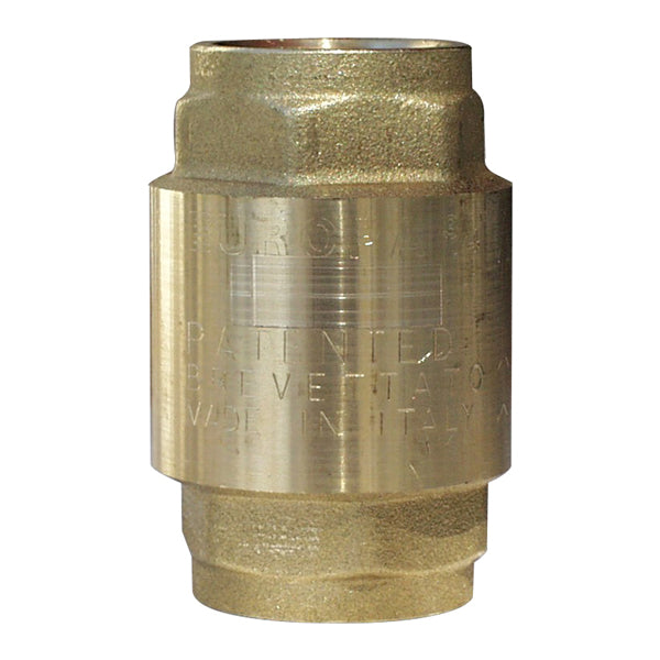 Brass Non-Return Check Valve, 1 Inch Inline BSP Female/Female - Italian Made Quality