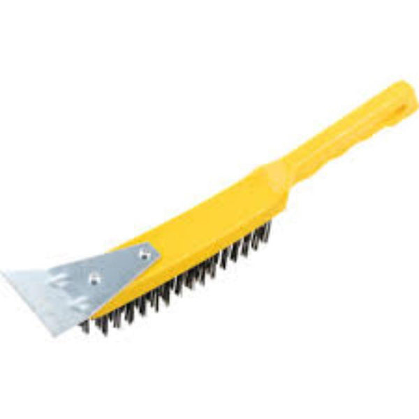 Cotswold 4-ROW PLASTIC HANDLE WIRE BRUSHC/W SCRAPER