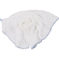 White Cotton Dishcloths with Blue Trim (Pack of 10) | Durable Kitchen Cleaning Cloths
