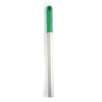 Aluminum Mop/Broom Handle - 1400mm Silver Pole, Green Grip, Hanging Hole - Durable & Lightweight Cleaning Tool Replacement