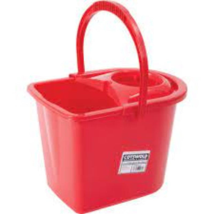 CROMWELL Red Plastic Mop Bucket - 15L Capacity | Durable Cleaning Bucket for Home & Commercial Use