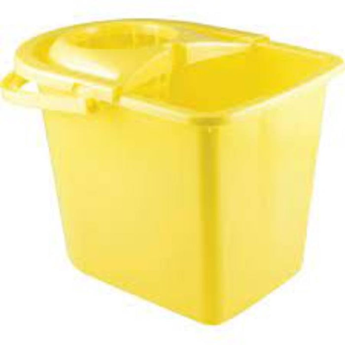 CROMWELL 15Ltr Yellow Plastic Mop Bucket - Durable Cleaning Solution for Home & Commercial Use
