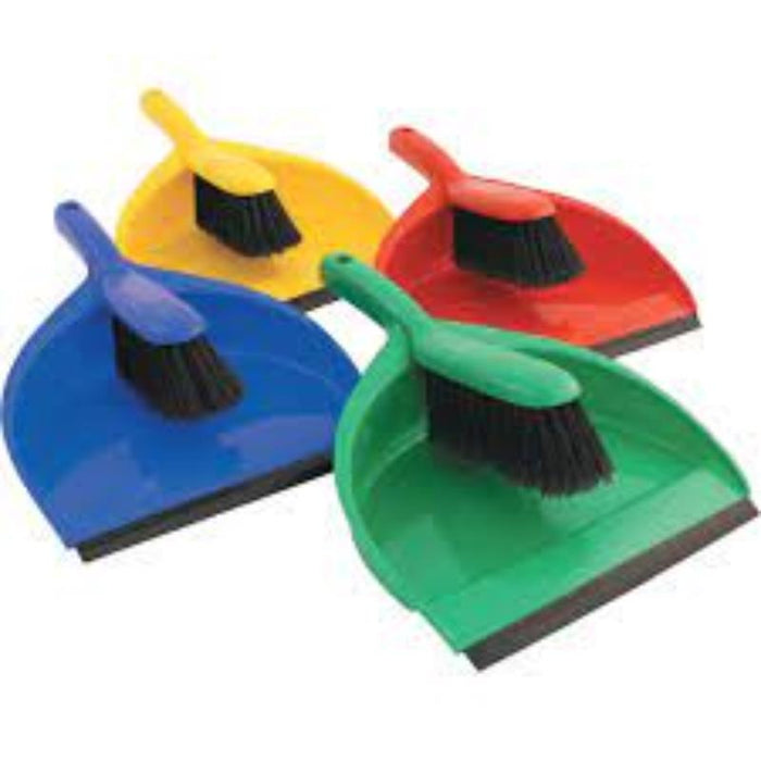 Colorful Dustpan and Brush Set (Blue, Yellow, Red, Green) | Chavda.com Cleaning Supplies