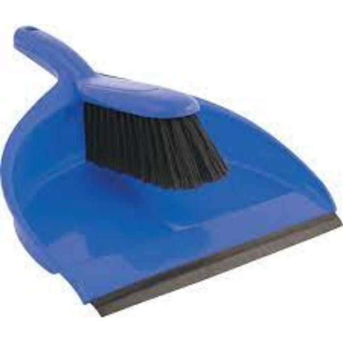 Blue Dustpan and Brush Set - Cromwell Cleaning Tool for Home, Office, and Shop Dust Collection