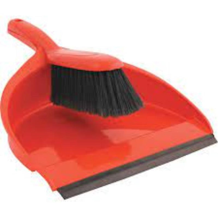 Red Cromwell Dustpan & Stiff Brush Set - COT9075880K - Cleaning Essentials