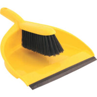 Yellow Cromwell Dustpan & Brush Set - Cleaning Supplies - Stiff Bristle Brush & Plastic Dust Pan