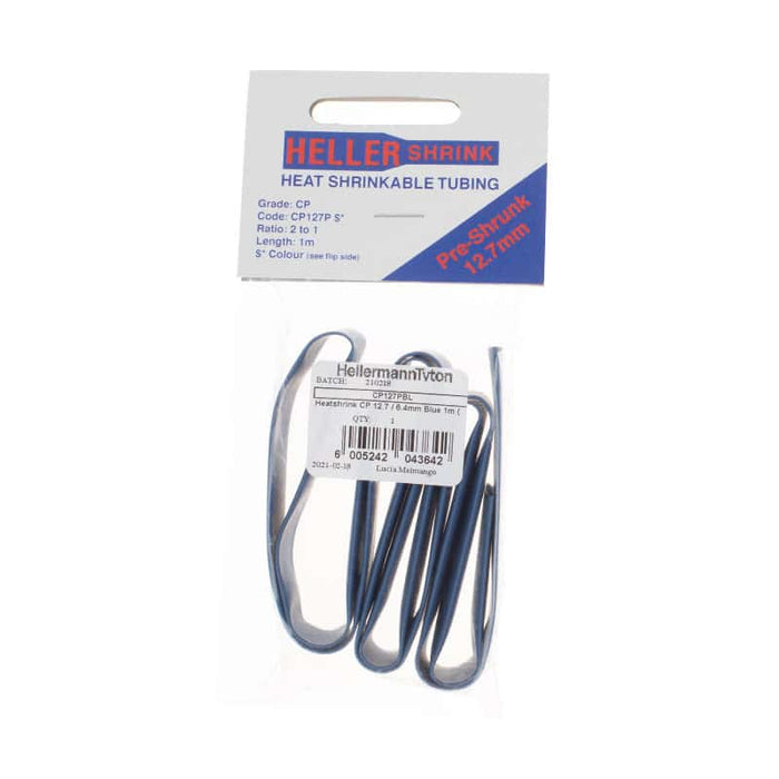 Heller Shrink CP127PBL Blue Heat Shrink Tubing 12.7/6.4mm 1m - Heat shrinkable tube, insulation, cable protection.