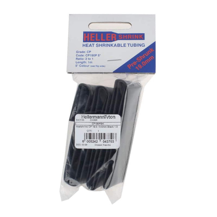 Heller Heat Shrink Tubing CP190: 19.0/9.5mm, Black, 1m.  Electrical Insulation & Wire Protection