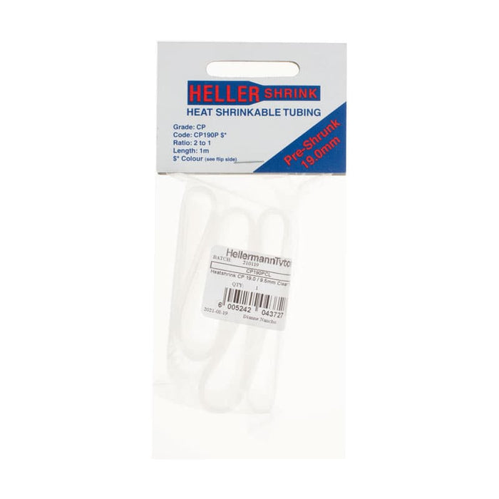 HellermannTyto Heat Shrink Tubing CP190PCL, Clear 19.0mm/9.5mm, 1m Length
